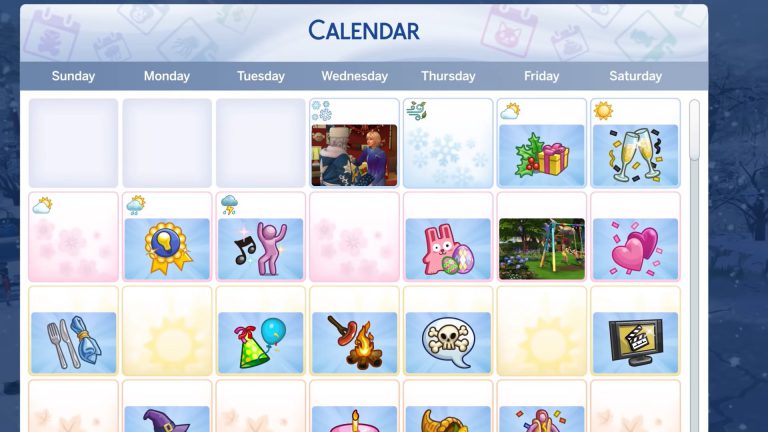 Zobacz kalendarz z The Sims 4 Cztery pory roku