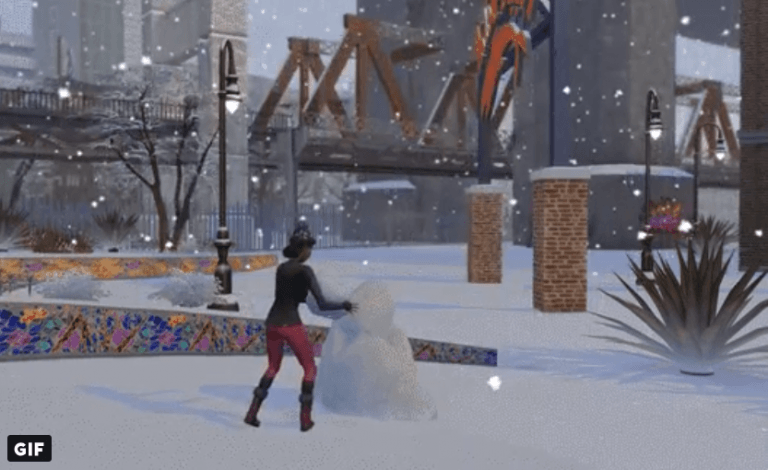 Gify z zaśnieżonego San Myshuno i Windenburga – The Sims 4 Cztery pory roku