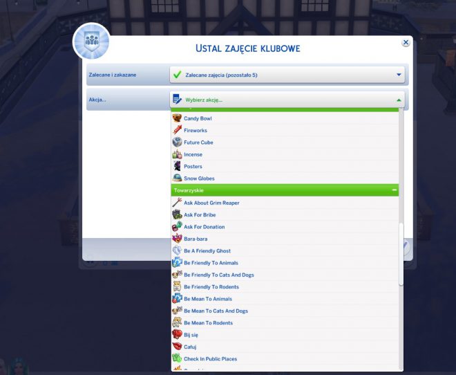 Modny piątek więcej zajęć klubowych The Sims 4