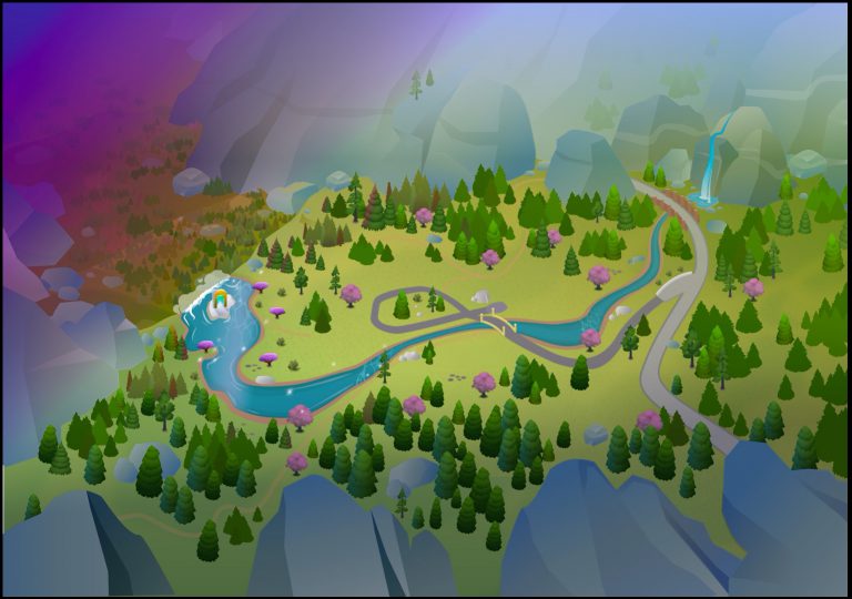 Mapa Glimmerbrook w aktualizacji. Jeden z magicznych światów Krainy magii