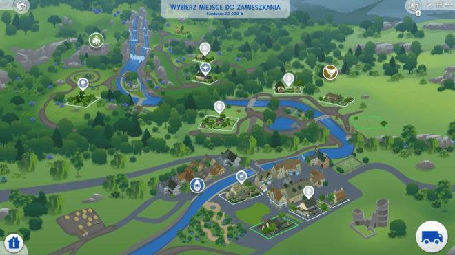 Mapa otoczenia Henford-on-Bagley z The Sims 4 Wiejska sielanka