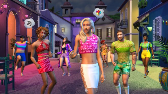 Simowie z kolekcji The Sims 4 Karnawałowa moda.