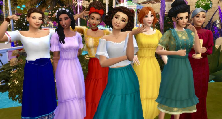 Nasze magiczne Encanto w The Sims 4. Gracz odtworzył rodzinę