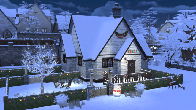 Dom udekorowany na święta w The Sims 4