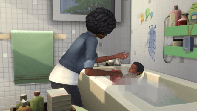 Niemowlaki w The Sims 4 - kąpiel