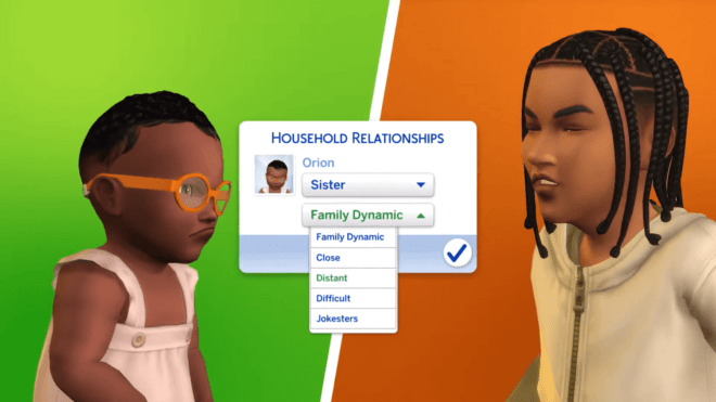Wybór relacji rodzinnych w The Sims 4 Razem raźniej.