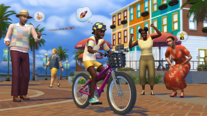 Dziecko jedzie na rowerze z The Sims 4 Razem raźniej