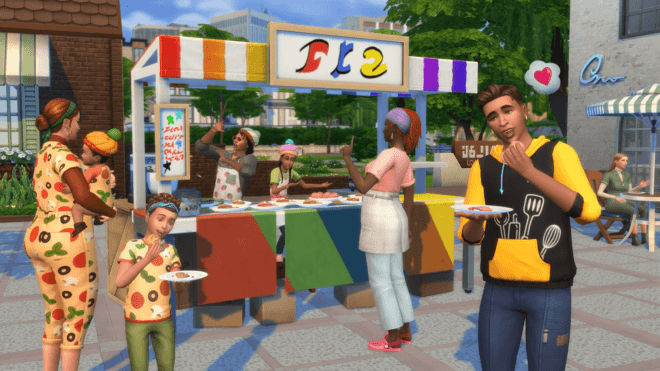 Stragan z jedzeniem w akcesoriach The Sims 4 Domowy kucharz.